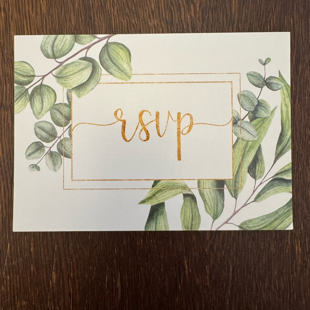 Green and Gold RSVP Card